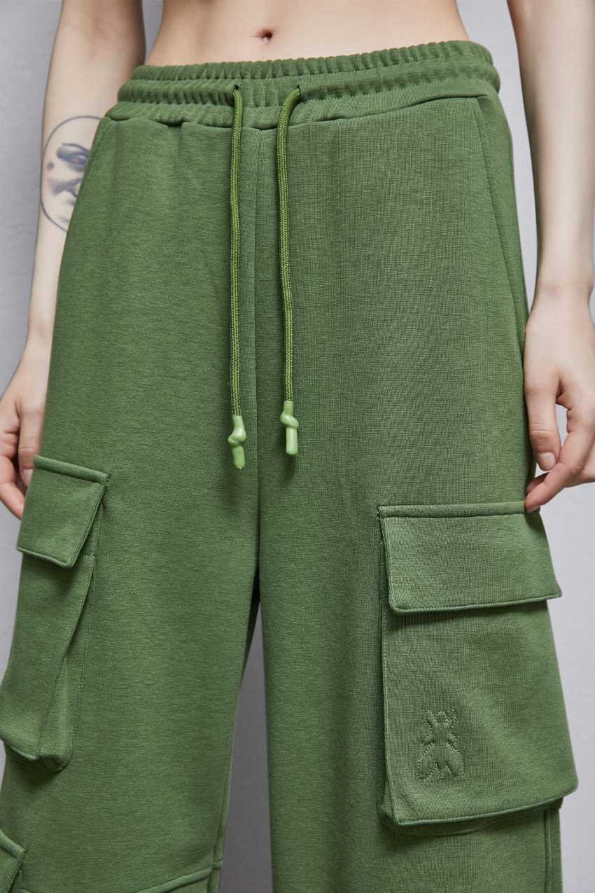 Patrizia Pepe Cotton Blend Fleece Cargo Pants Grün | INCYEQ-089