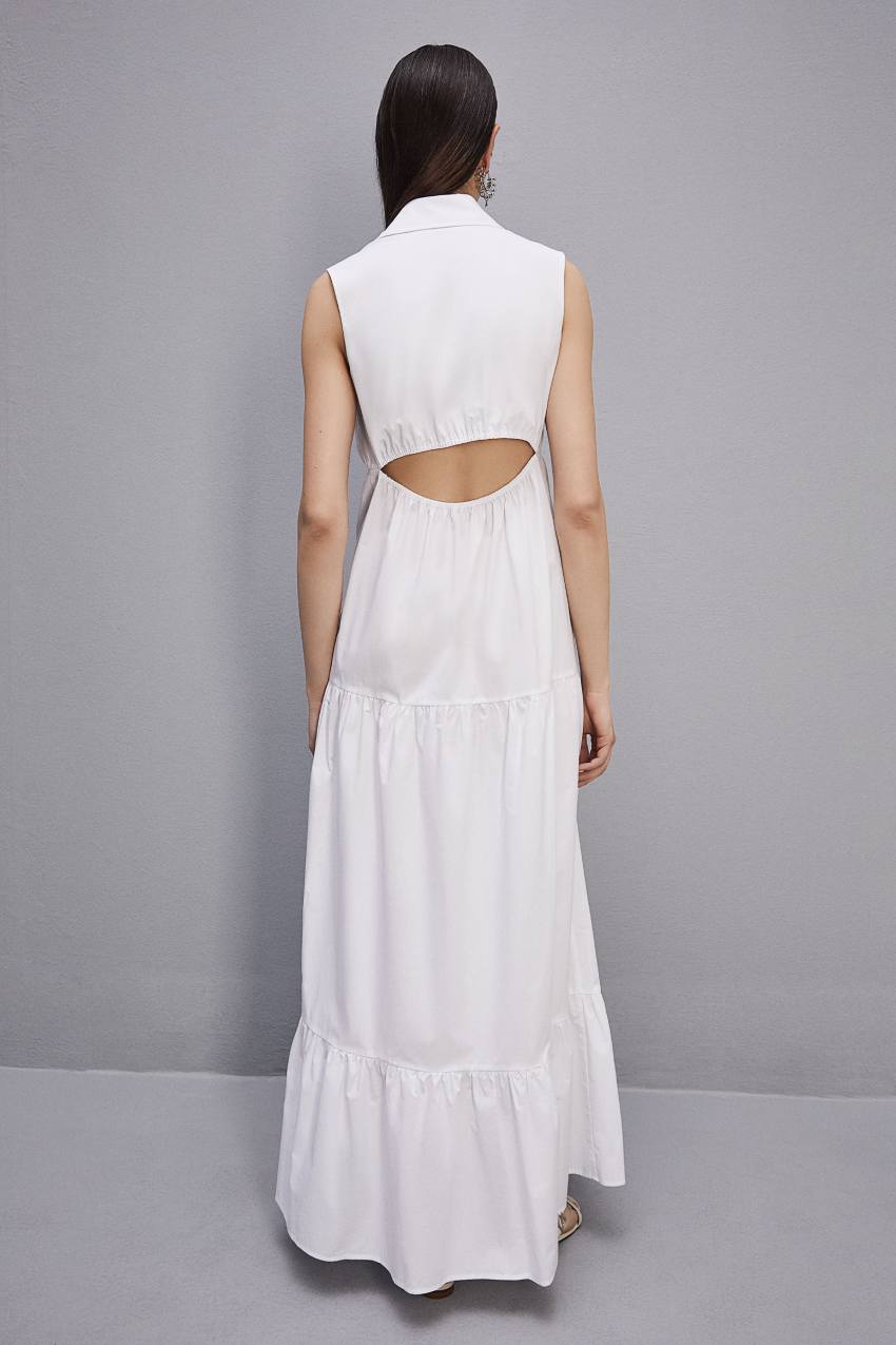 Patrizia Pepe Cotton Chemisier Long Dress Weiß | GVNCTH-207