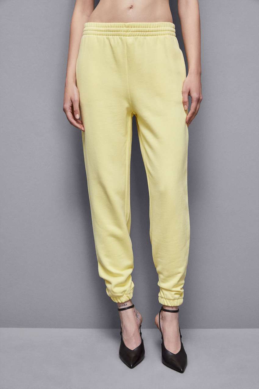 Patrizia Pepe Cotton Fleece Jogger Pants Gelb | AMSQXH-106