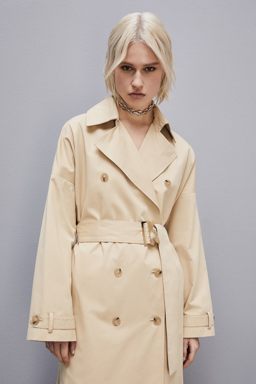 Patrizia Pepe Cotton Over Trench Coat Beige | HPYSQJ-835