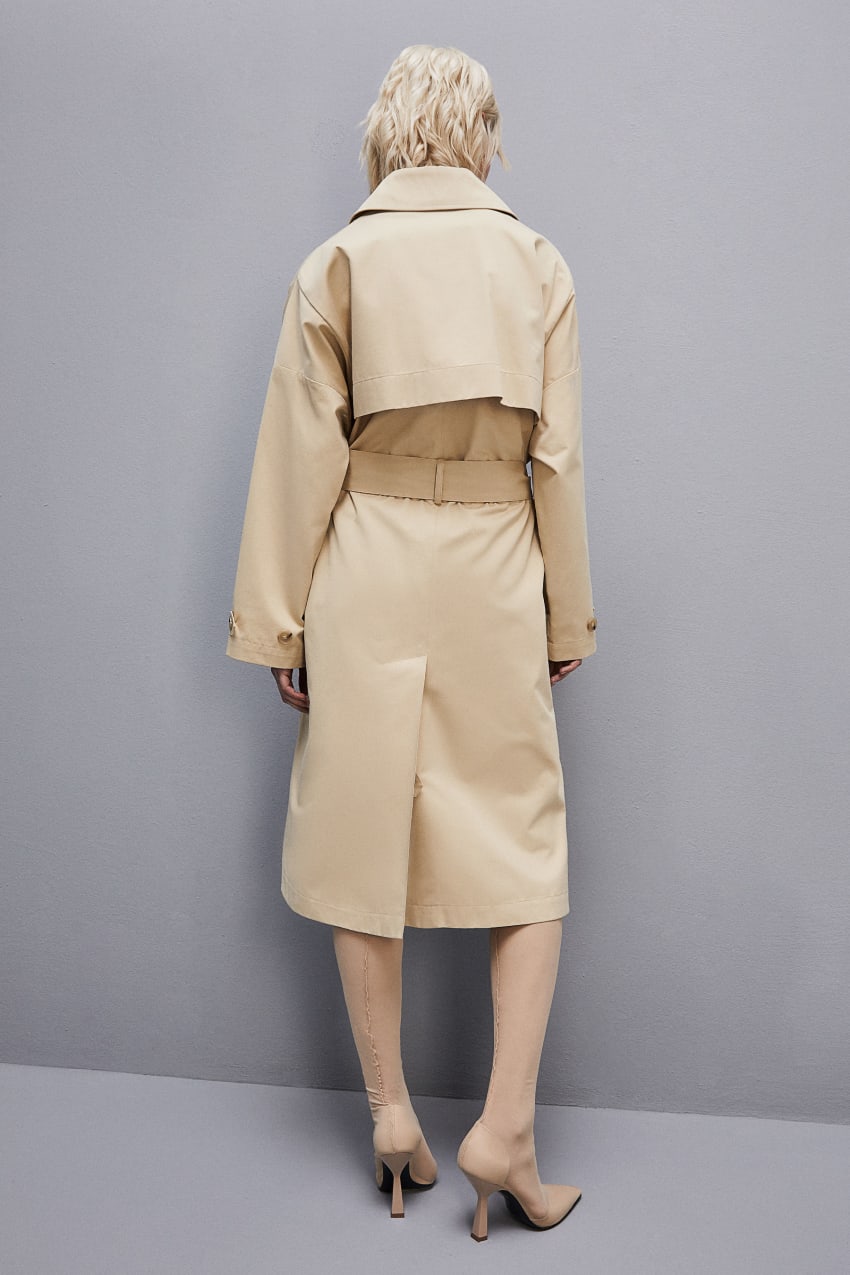 Patrizia Pepe Cotton Over Trench Coat Beige | HPYSQJ-835