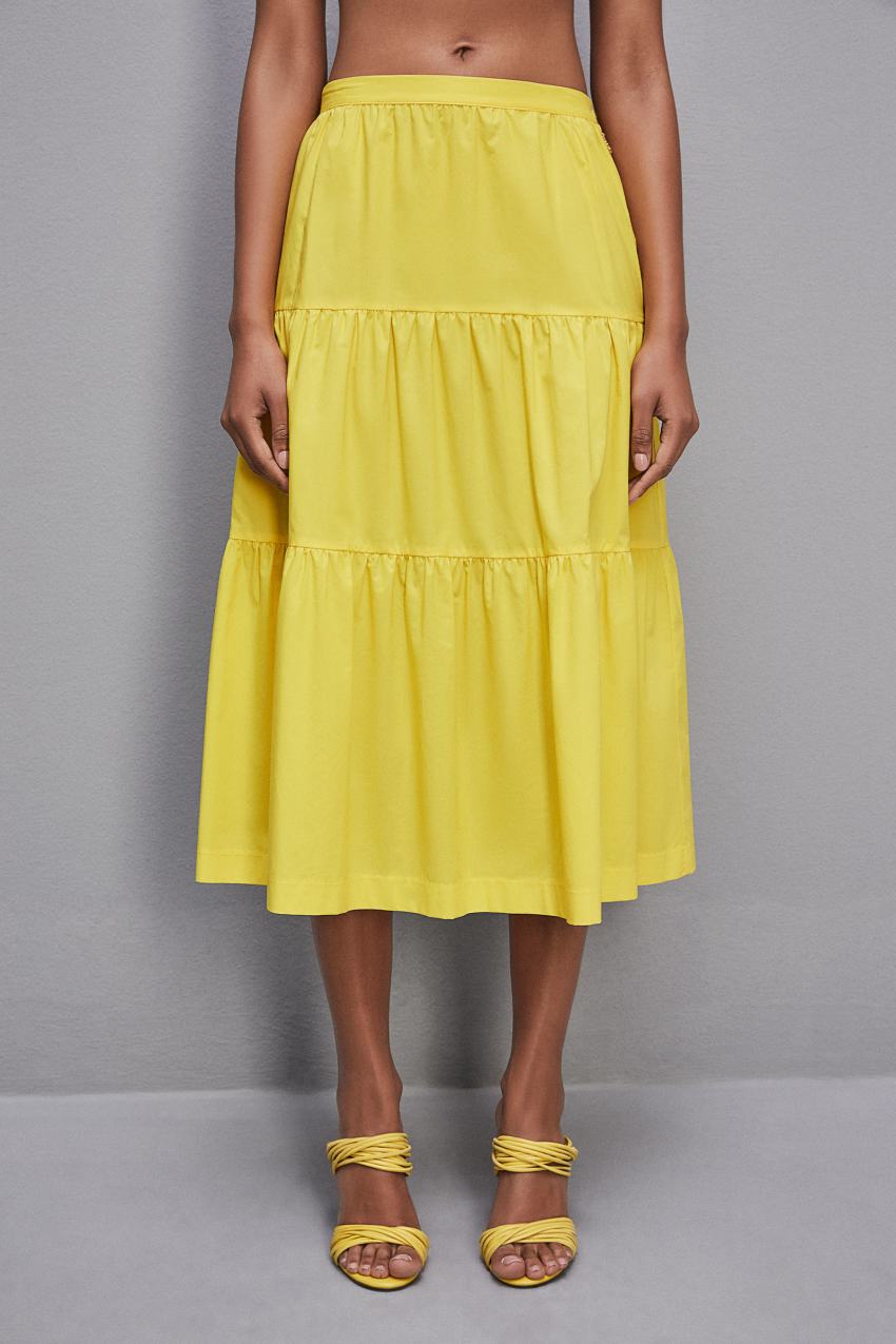 Patrizia Pepe Cotton Poplin Midi Skirt Gelb | MHWDFB-094