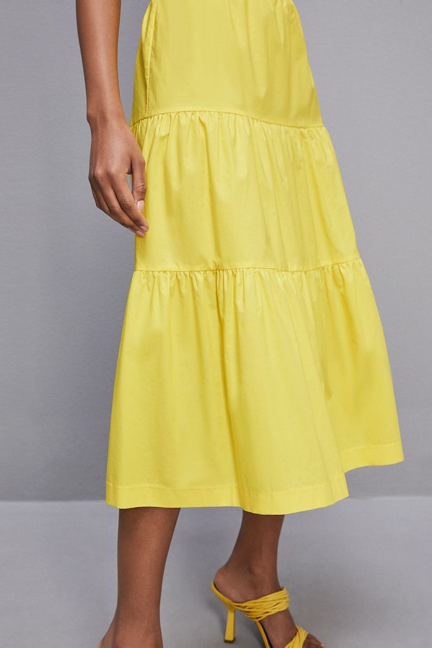 Patrizia Pepe Cotton Poplin Midi Skirt Gelb | MHWDFB-094