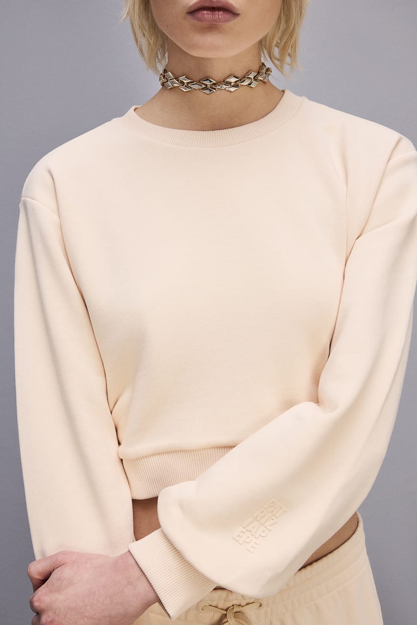 Patrizia Pepe Cotton Sweatshirt With Print Beige | TJRWBX-942