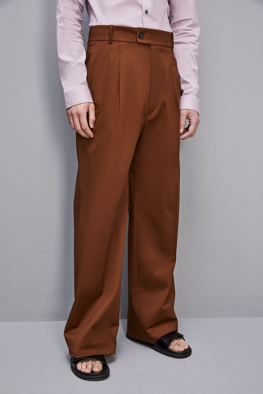 Patrizia Pepe Cotton Twill Pleated Pants Braun | ORCDAJ-318