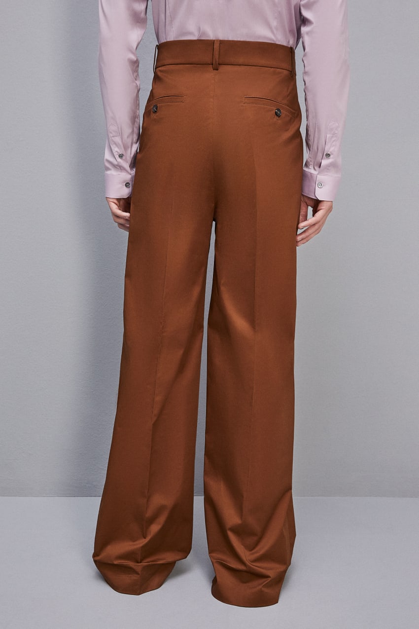 Patrizia Pepe Cotton Twill Pleated Pants Braun | ORCDAJ-318