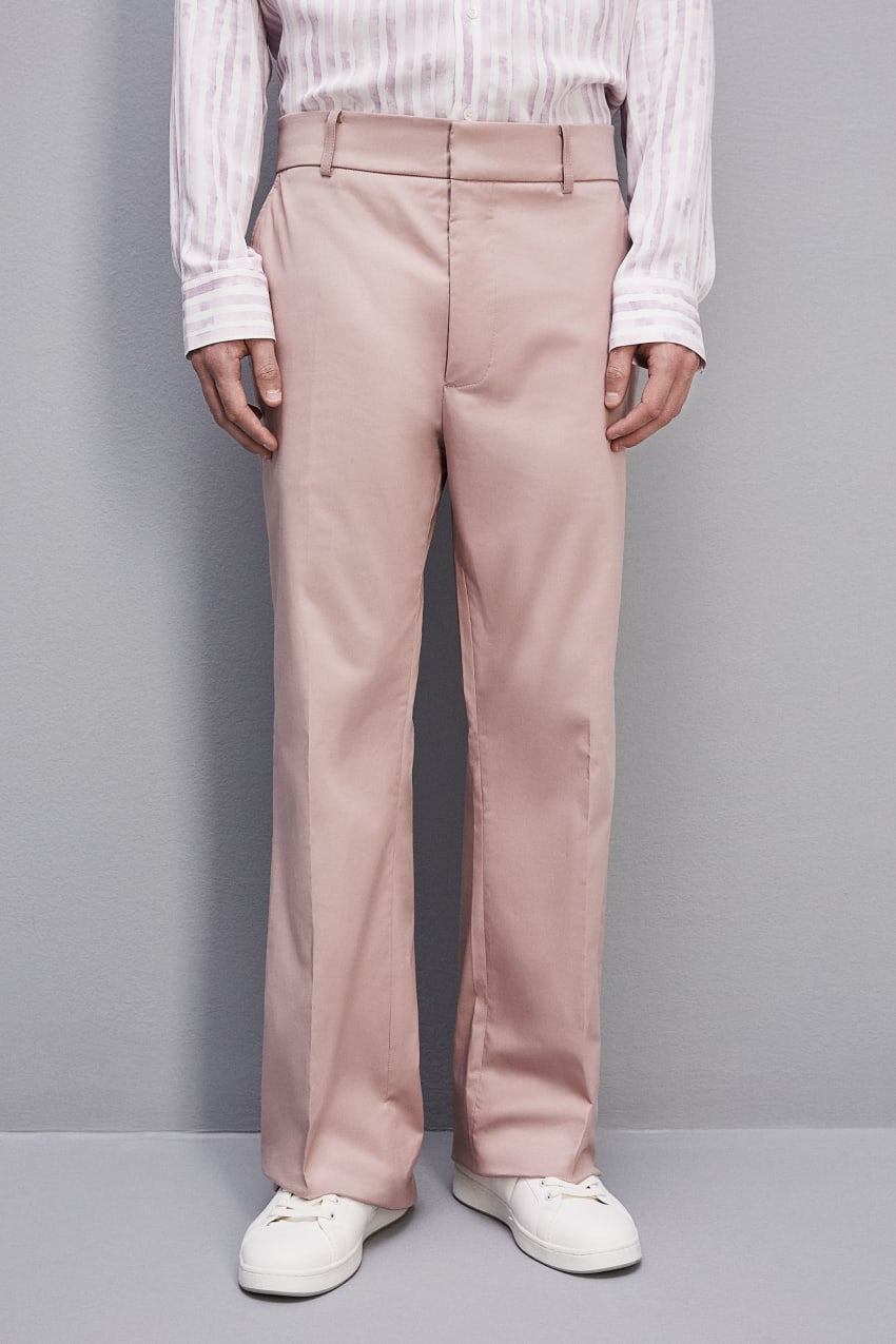 Patrizia Pepe Cotton Twill Trumpet Pants Rosa | MCXRDZ-103