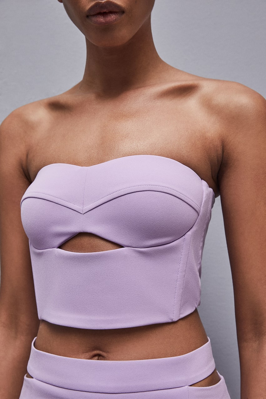 Patrizia Pepe Cut-out Bustier Top In Sablé Crepe Fabric Lila | BKCWPE-950