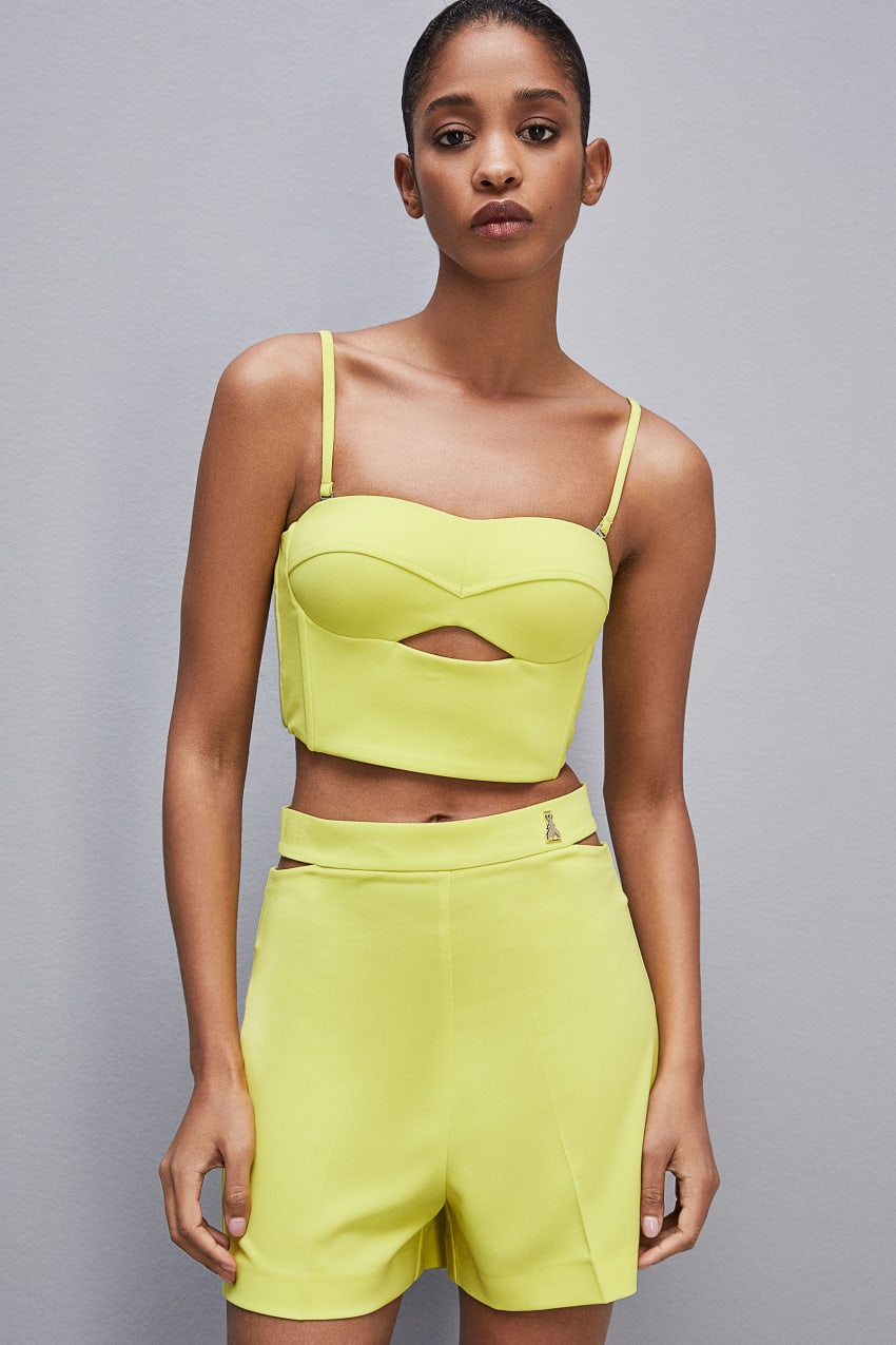 Patrizia Pepe Cut-out Bustier Top In Sablé Crepe Fabric Gelb | HLCEOV-508