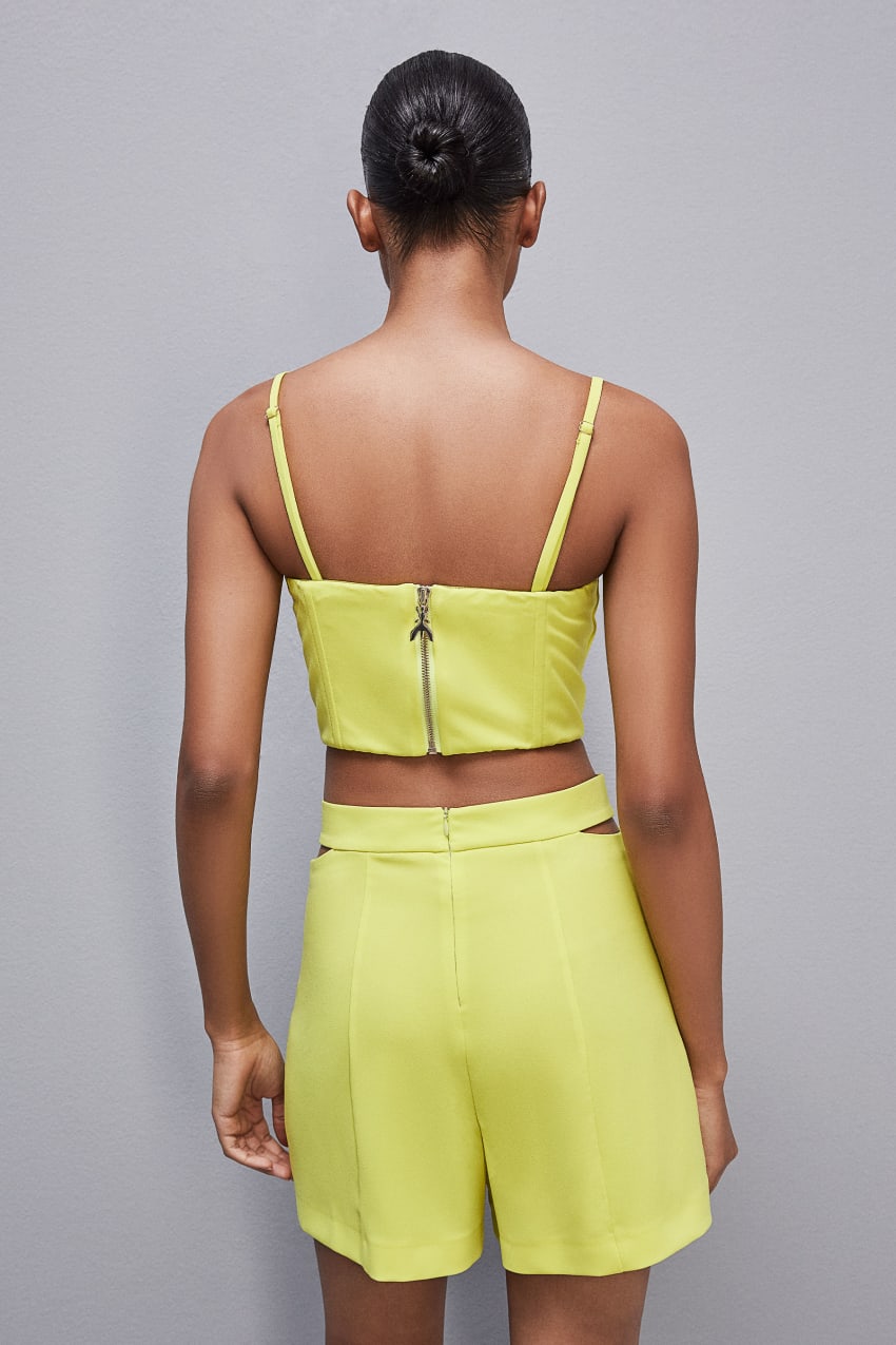 Patrizia Pepe Cut-out Bustier Top In Sablé Crepe Fabric Gelb | HLCEOV-508