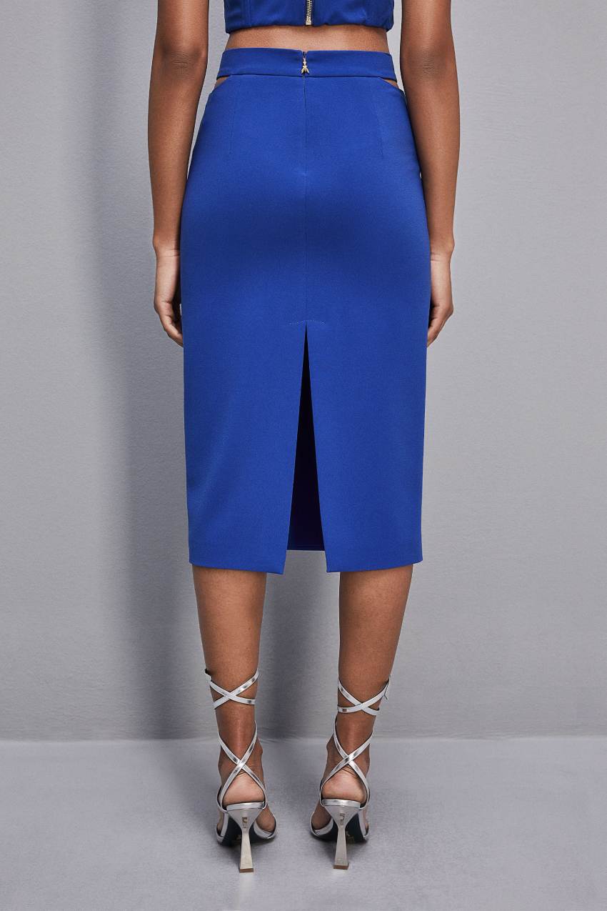 Patrizia Pepe Cut-out Midi Skirt In Sablè Crepe Hellblau | SFJIWX-413