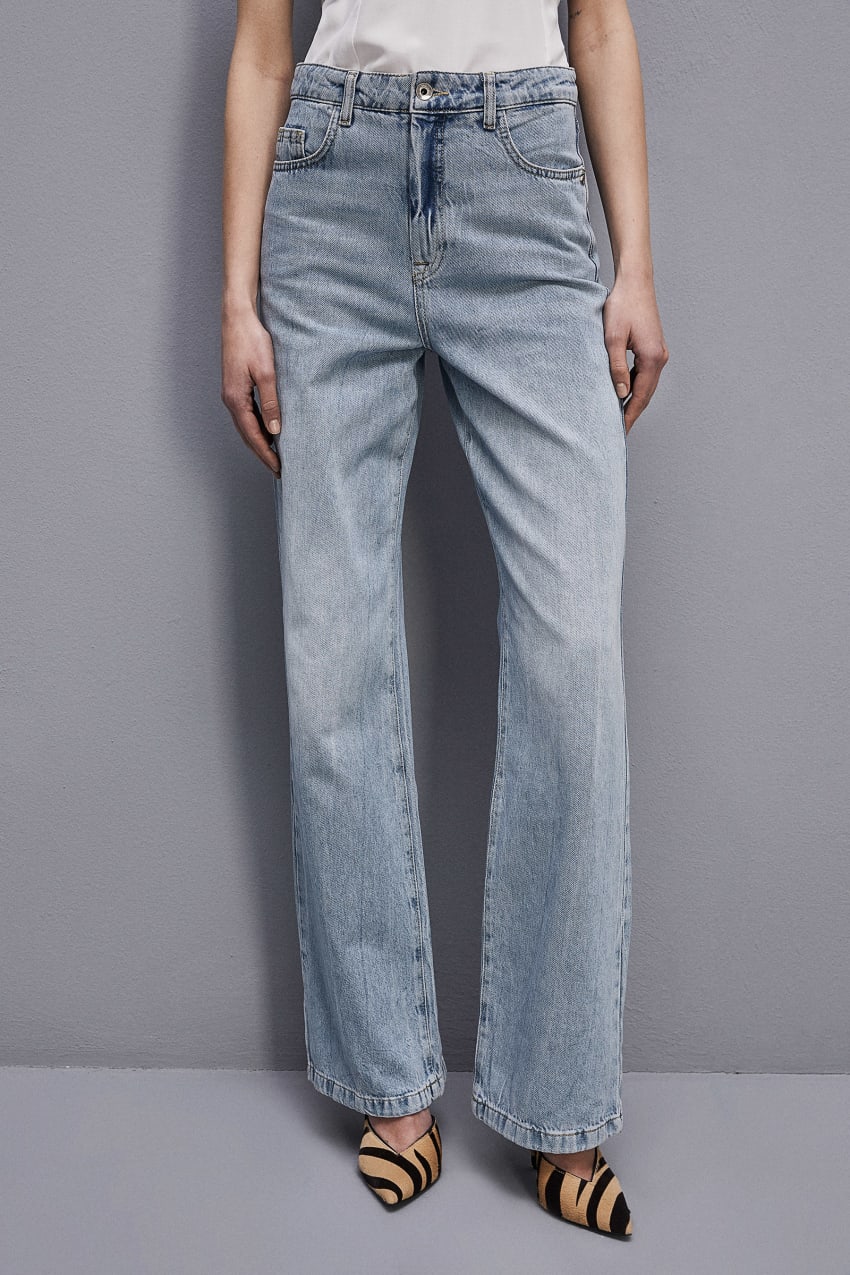 Patrizia Pepe Denim Pants With Rhinestones Hellblau | FQRYSM-267