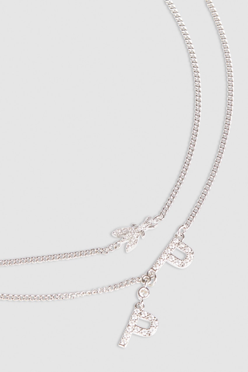 Patrizia Pepe Double Chain Brass Necklace Silber | IWRAFS-679