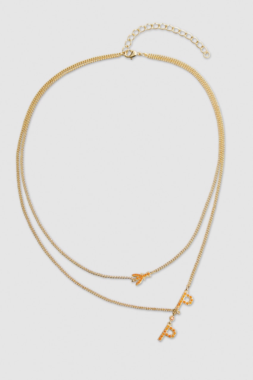 Patrizia Pepe Double Chain Brass Necklace Orange | LXKUZM-370