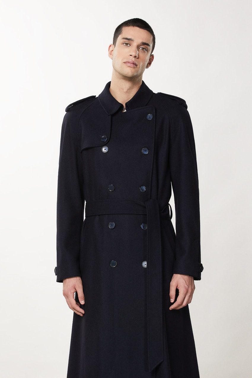 Patrizia Pepe Double-breasted Wool-blend Trench Coat Blau | NGJQHS-934