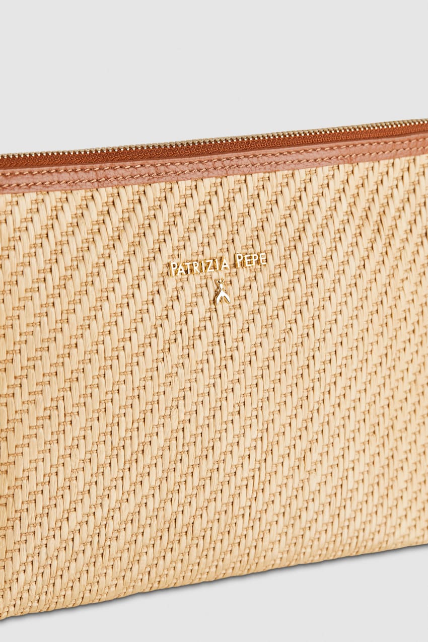 Patrizia Pepe Envelope Bag In Woven Fabric Braun | KZDHUI-938