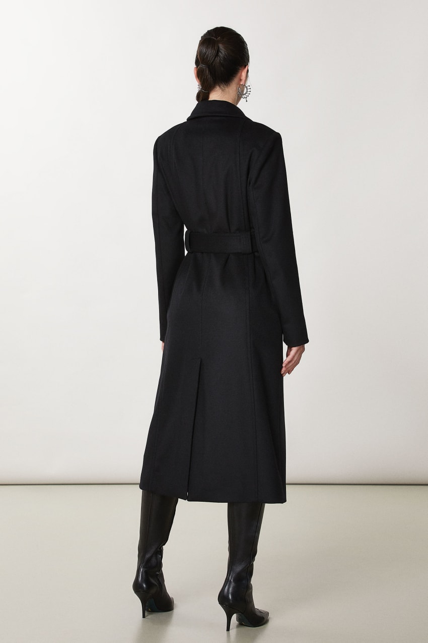 Patrizia Pepe Essential Coat With Belt Schwarz | BVRXNZ-946