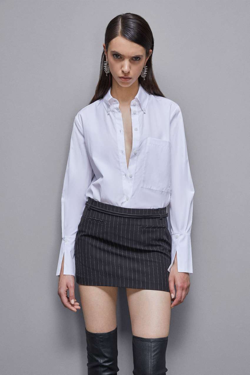 Patrizia Pepe Essential Cotton Shirt With Pocket Weiß | UZKWQF-074