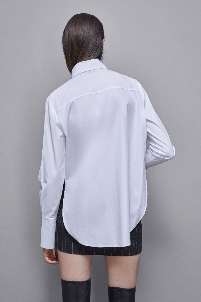 Patrizia Pepe Essential Cotton Shirt With Pocket Weiß | UZKWQF-074