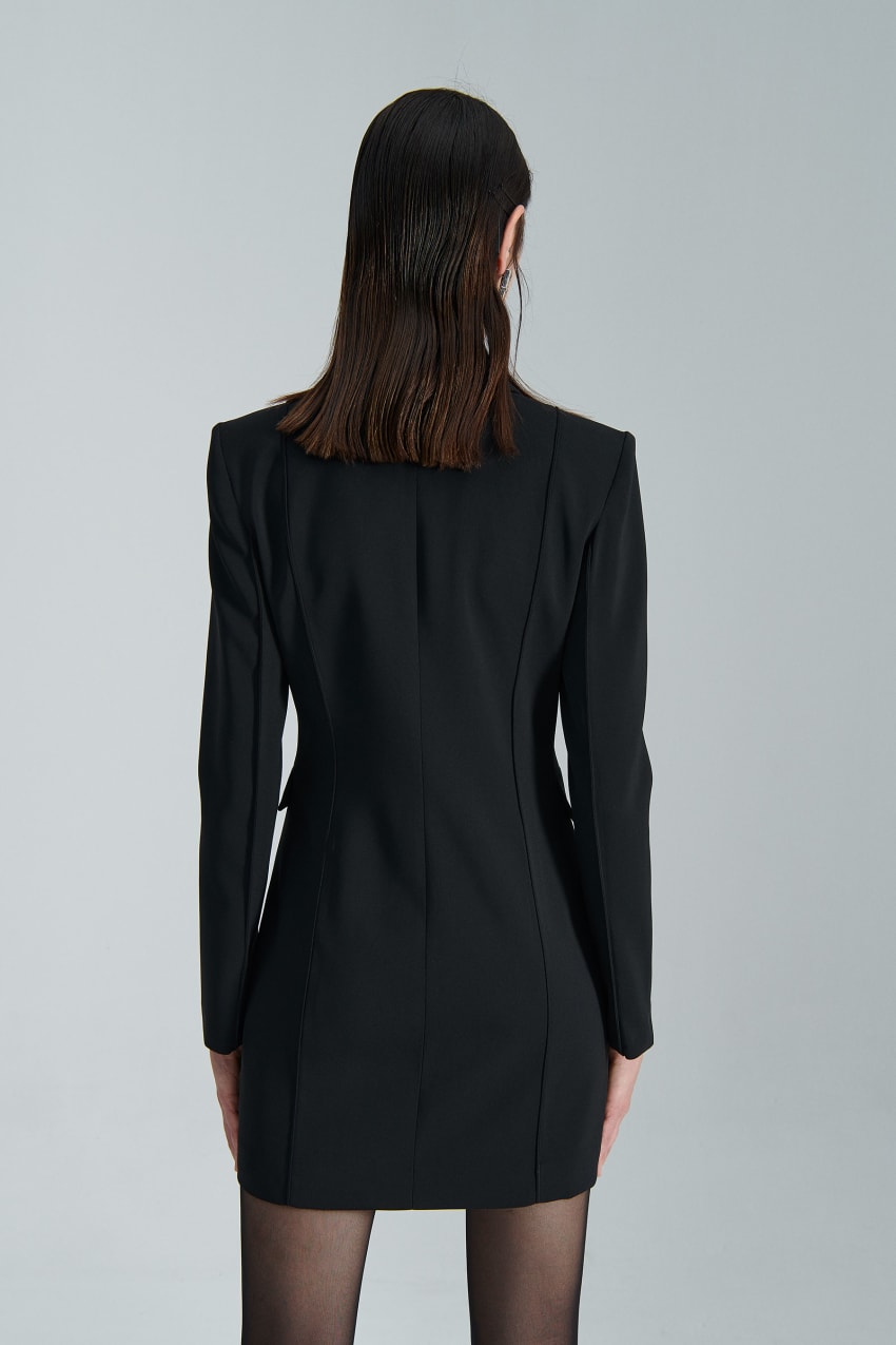 Patrizia Pepe Essential Crepe Dress Jacket Schwarz | XDEQLY-701