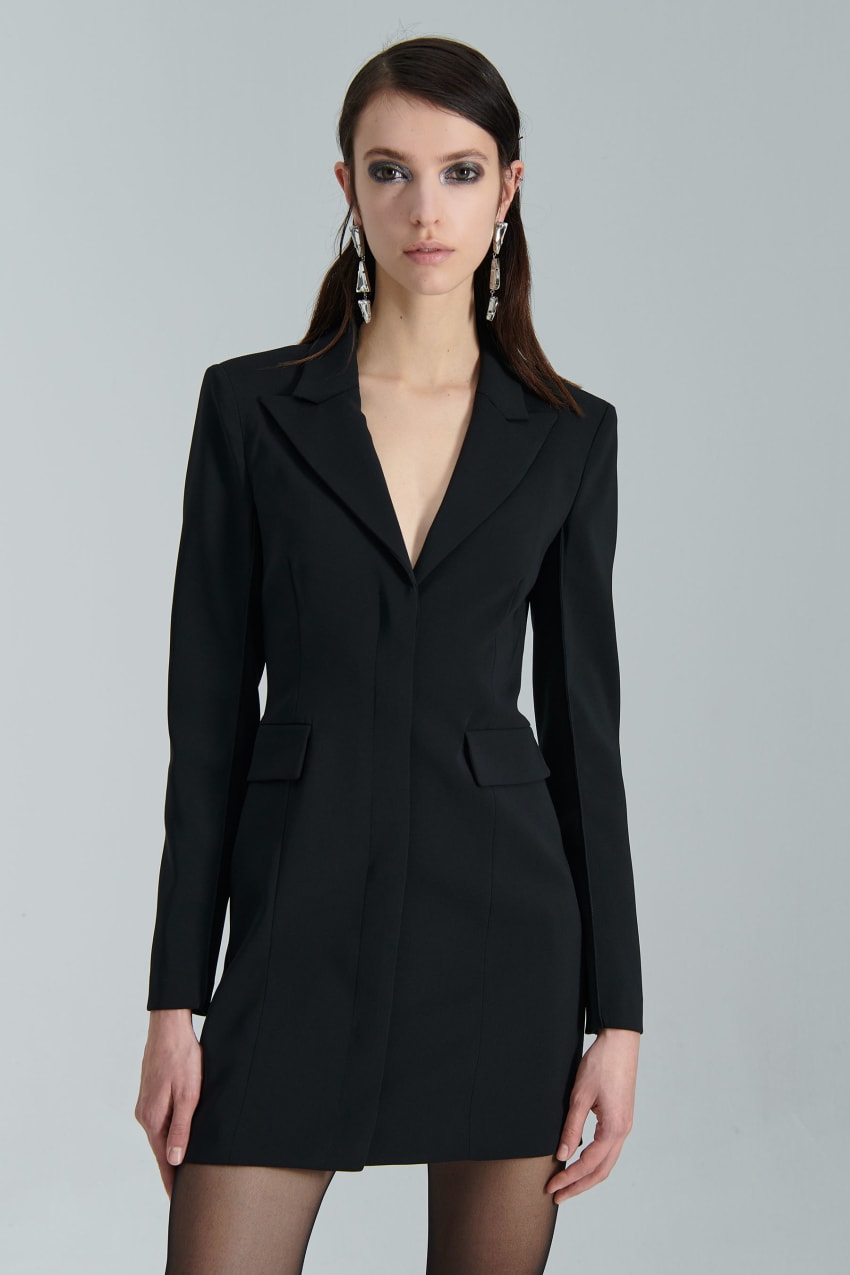 Patrizia Pepe Essential Crepe Dress Jacket Schwarz | XDEQLY-701