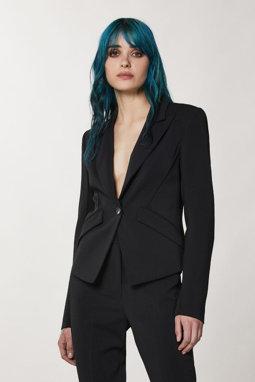 Patrizia Pepe Essential Crepe Jacket Schwarz | ZAJCWK-549