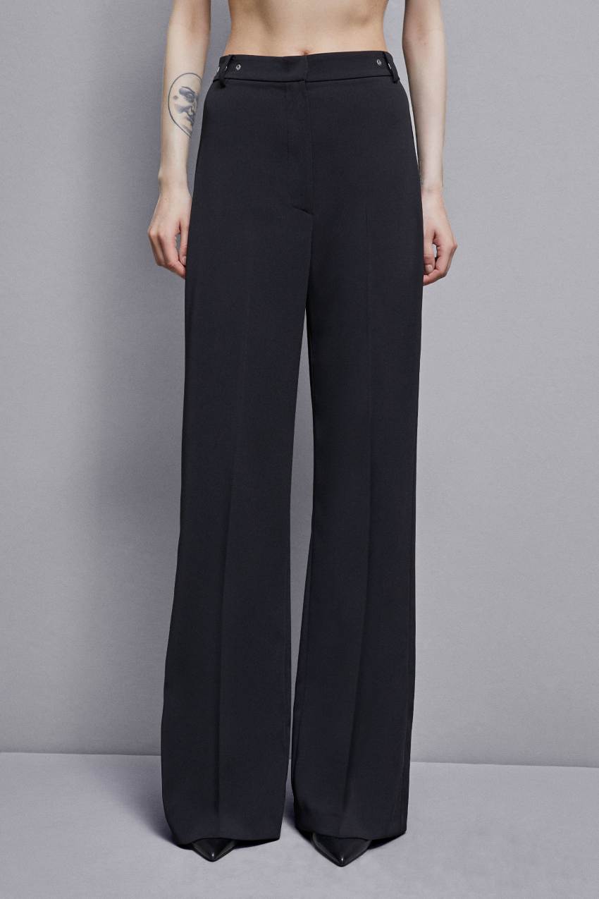 Patrizia Pepe Essential Crepe Palazzo-fit Pants Schwarz | CUHKYP-657