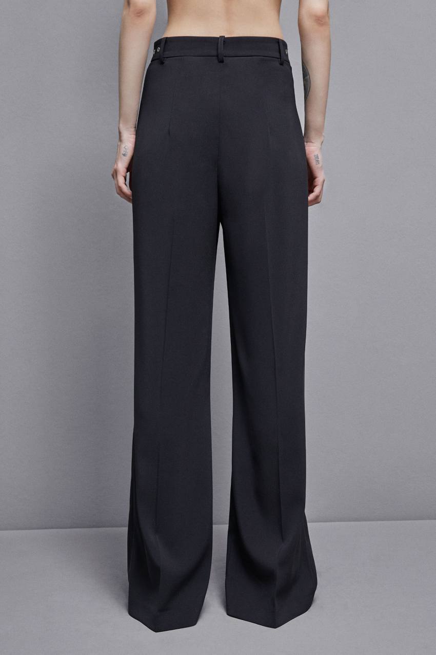 Patrizia Pepe Essential Crepe Palazzo-fit Pants Schwarz | CUHKYP-657