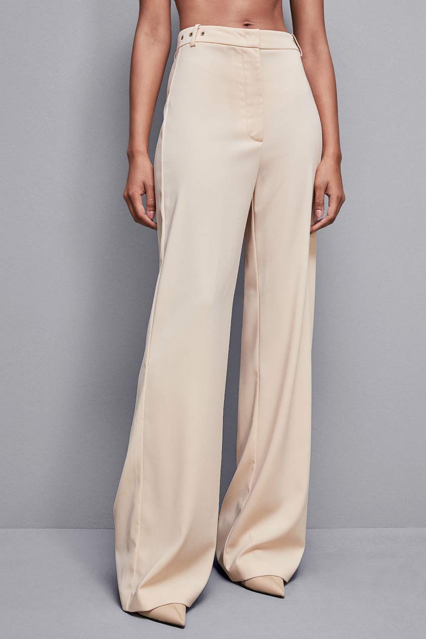 Patrizia Pepe Essential Crepe Palazzo-fit Pants Beige | XHIEWZ-327