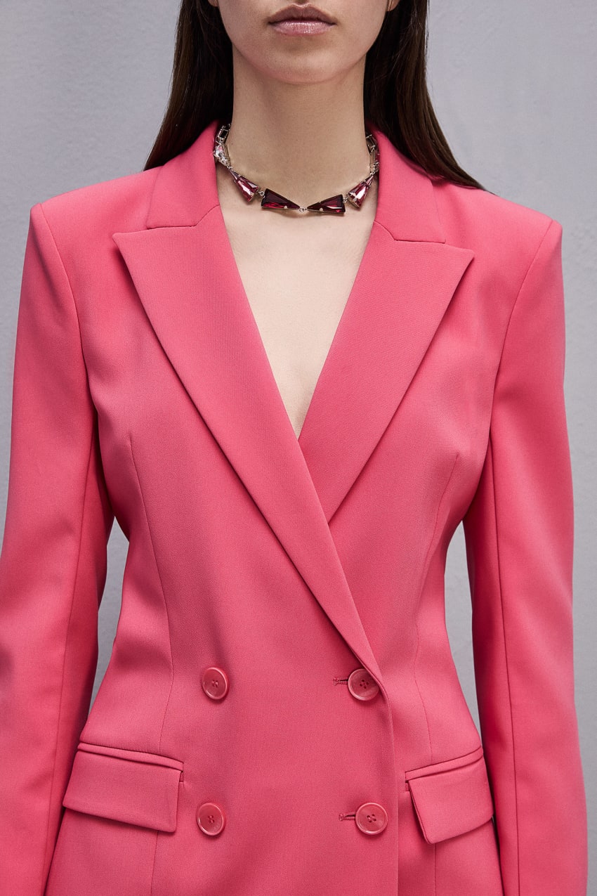 Patrizia Pepe Essential Double-breasted Suit Jacket Rosa | SBGFLX-513