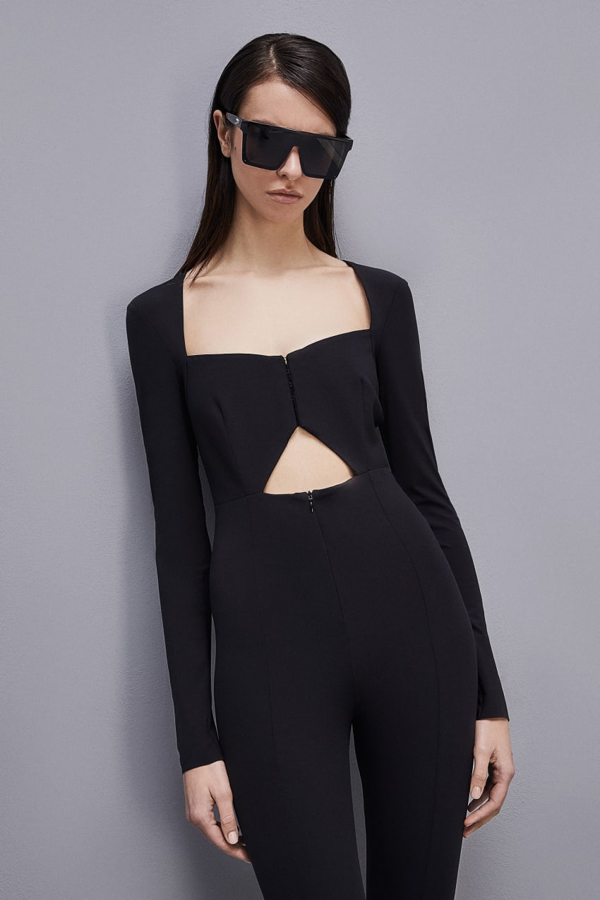 Patrizia Pepe Essential Long-sleeved Jumpsuit Schwarz | OEKUCY-164