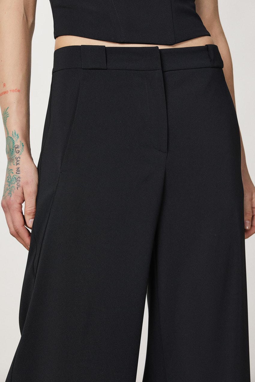 Patrizia Pepe Essential Palazzo Pants Schwarz | TZUKGO-462