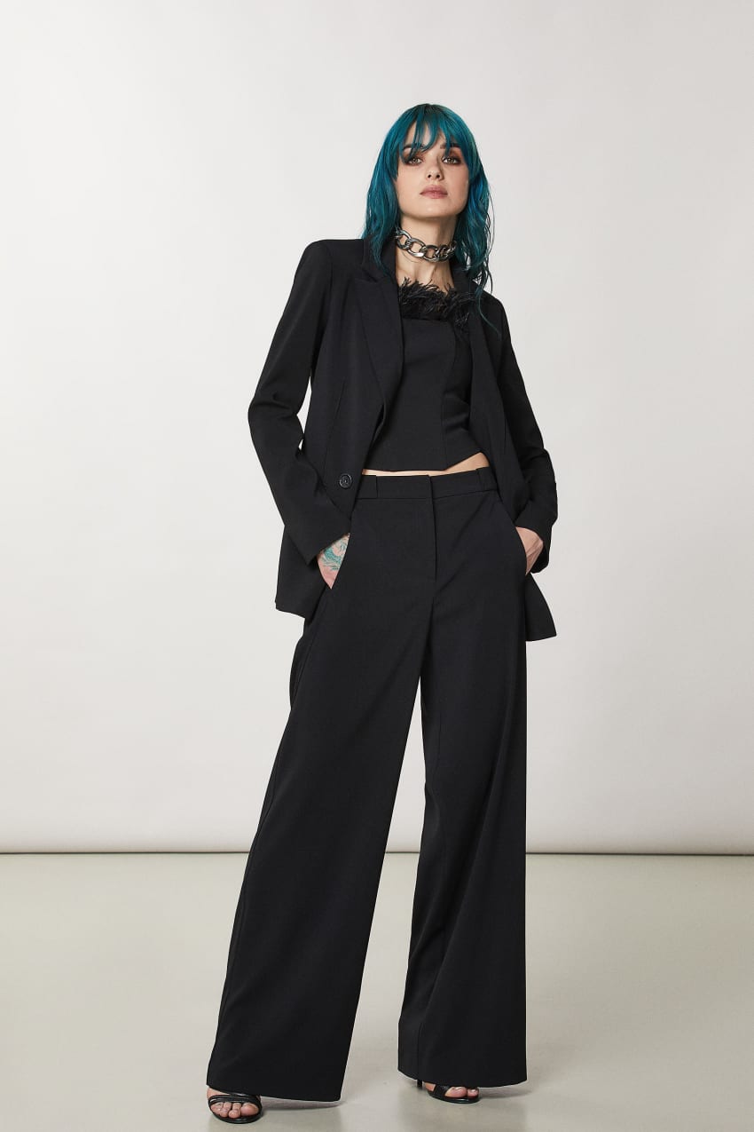 Patrizia Pepe Essential Palazzo Pants Schwarz | TZUKGO-462