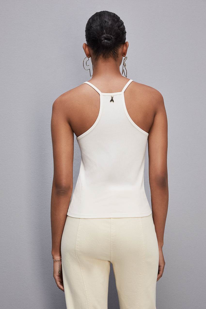 Patrizia Pepe Essential Ribbed Viscose Tank Top Weiß | WRIJKY-029