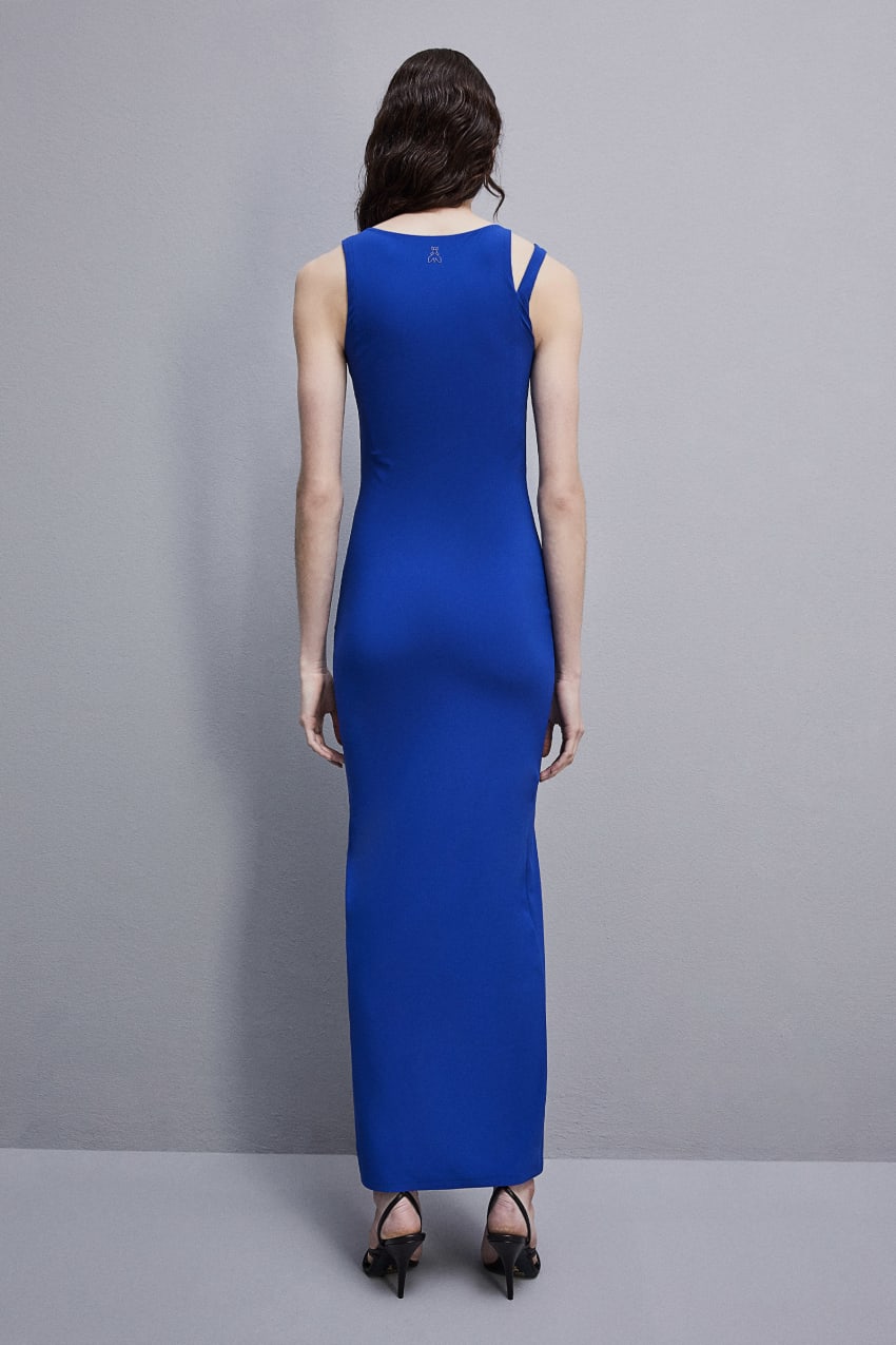 Patrizia Pepe Essential Technical Jersey V-neck Dress Hellblau | TYBXJQ-495