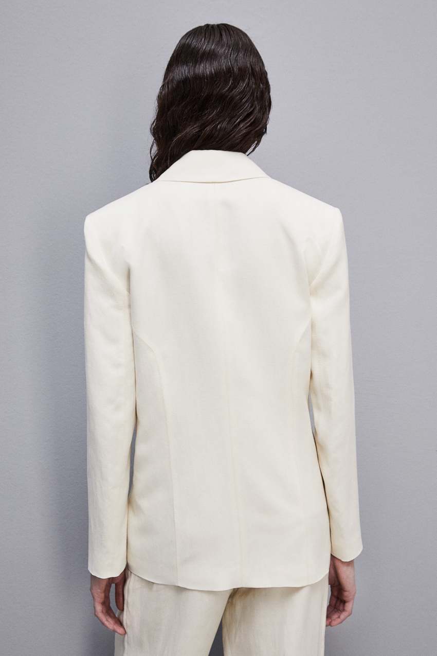 Patrizia Pepe Essential Viscose And Linen Jacket Weiß | VILNCX-491