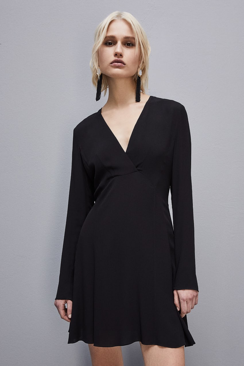 Patrizia Pepe Essential Viscose Crepe Dress Schwarz | GBEJMK-108