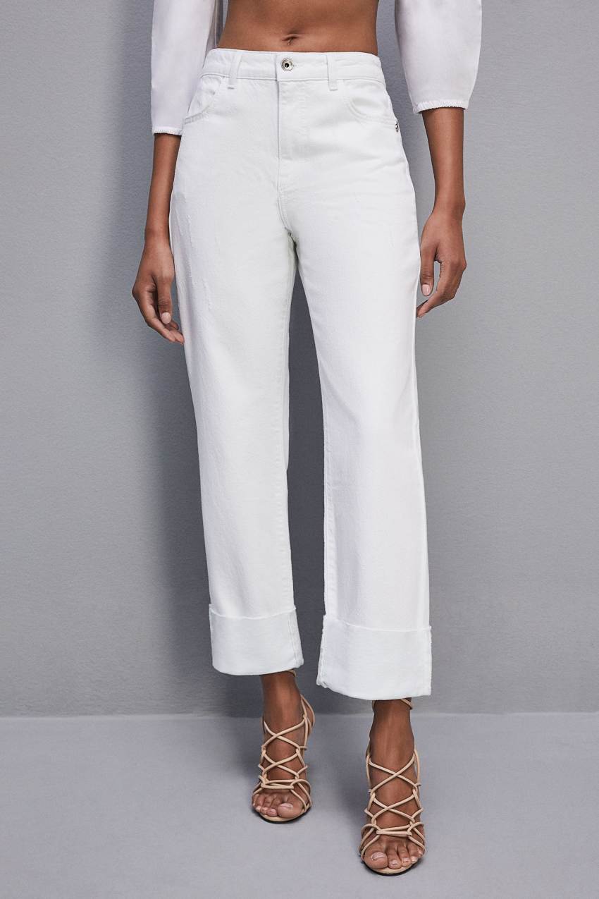 Patrizia Pepe Essential White Bull Denim Pants Weiß | QXGHCZ-924