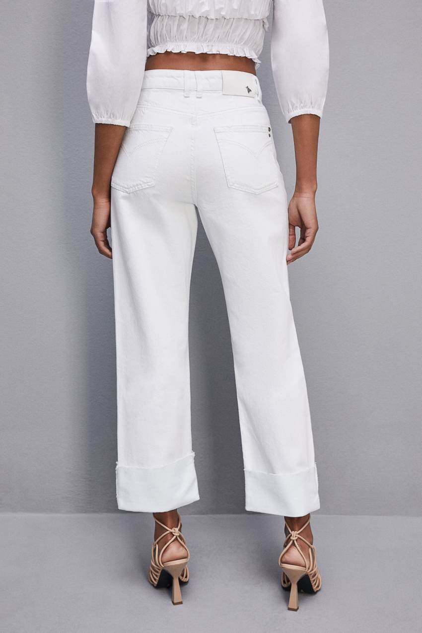 Patrizia Pepe Essential White Bull Denim Pants Weiß | QXGHCZ-924