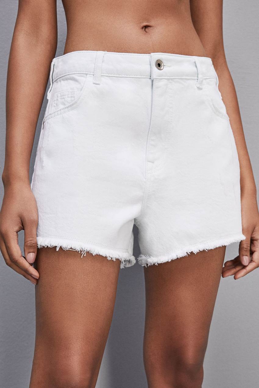 Patrizia Pepe Essential White Bull Denim Shorts Weiß | ZTWAXQ-691