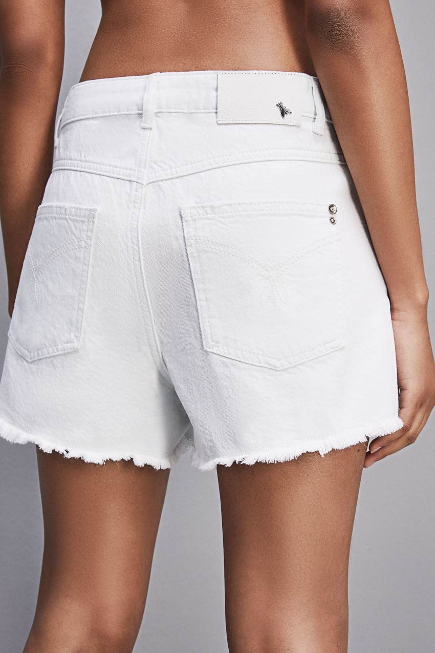 Patrizia Pepe Essential White Bull Denim Shorts Weiß | ZTWAXQ-691