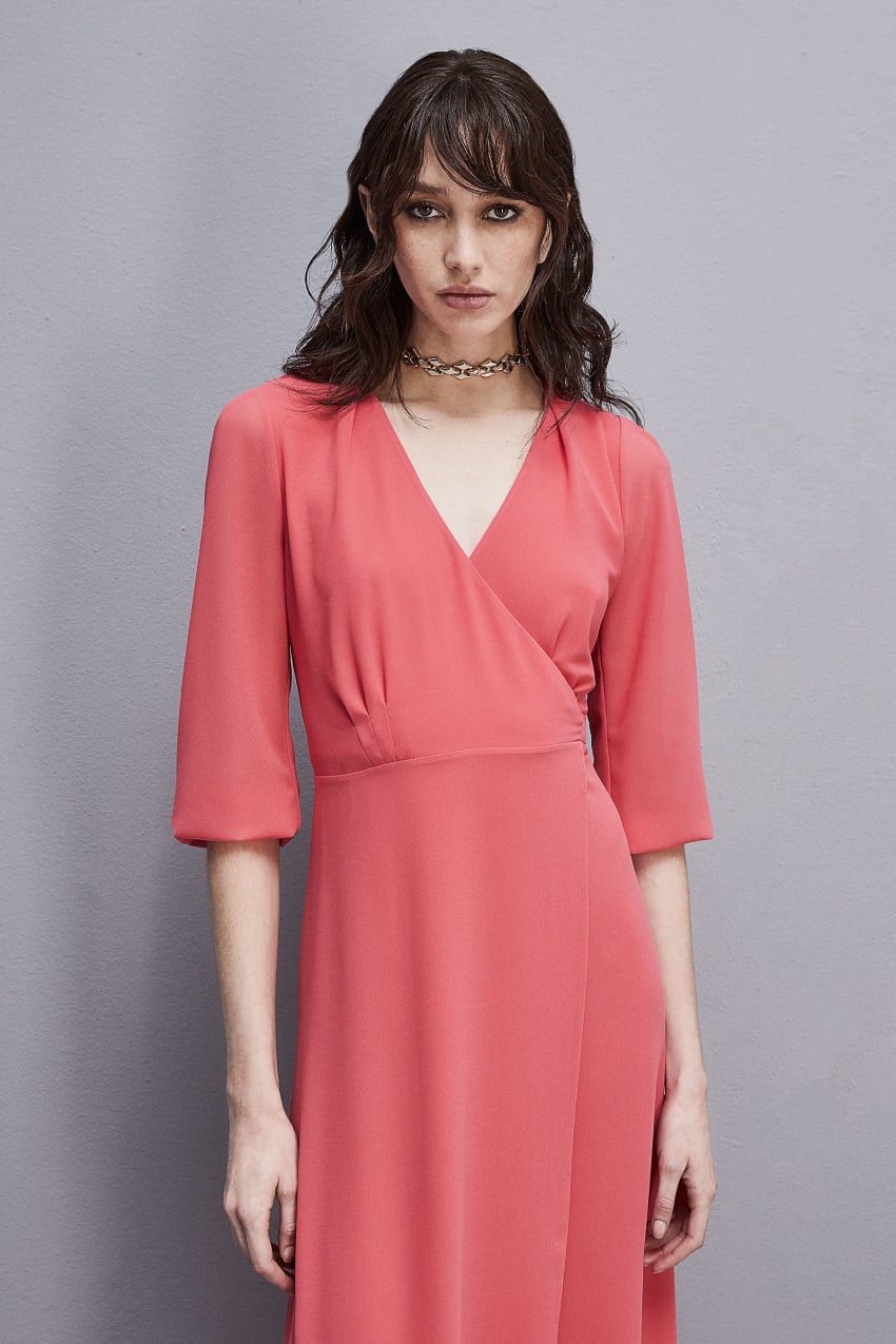 Patrizia Pepe Extra Long Wrap Dress In Georgette Rosa | VCHTWQ-635