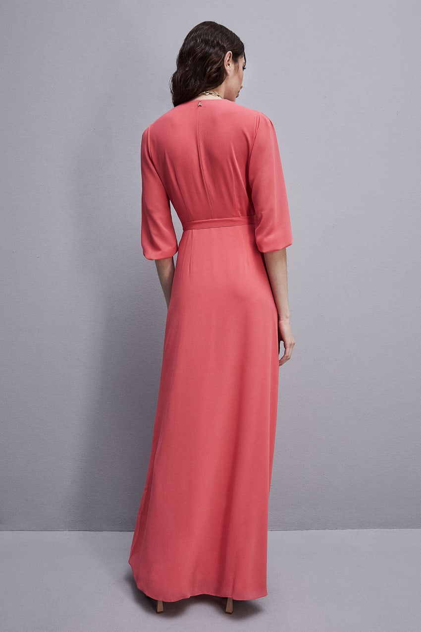 Patrizia Pepe Extra Long Wrap Dress In Georgette Rosa | VCHTWQ-635