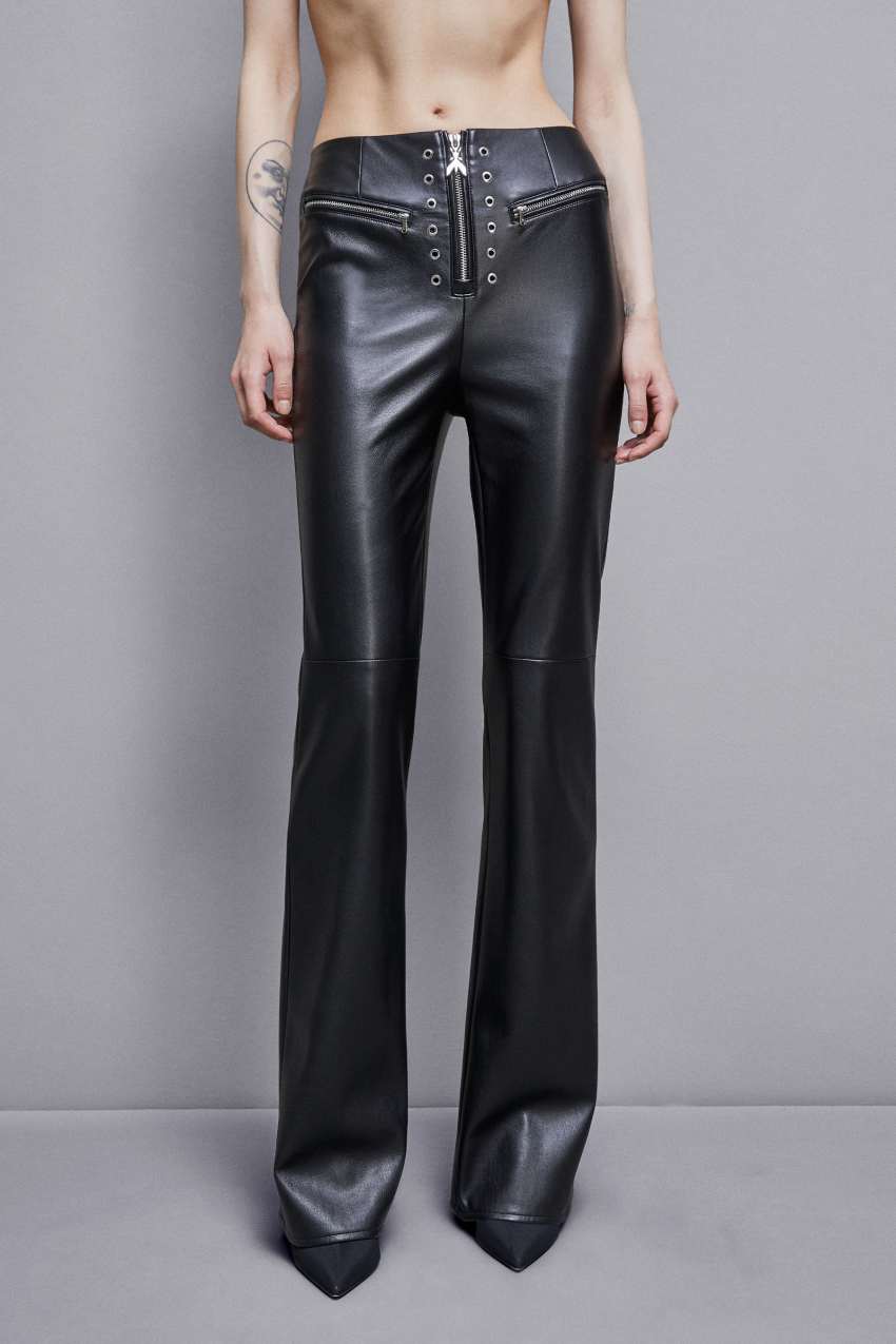 Patrizia Pepe Faux Leather High-waisted Flared Pants Schwarz | IQWGMR-842