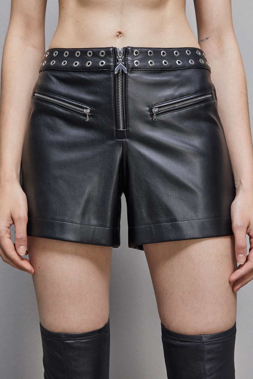 Patrizia Pepe Faux Leather Low-waisted Shorts With Zipper Schwarz | SQDHKY-269