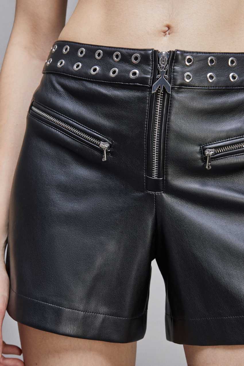 Patrizia Pepe Faux Leather Low-waisted Shorts With Zipper Schwarz | SQDHKY-269