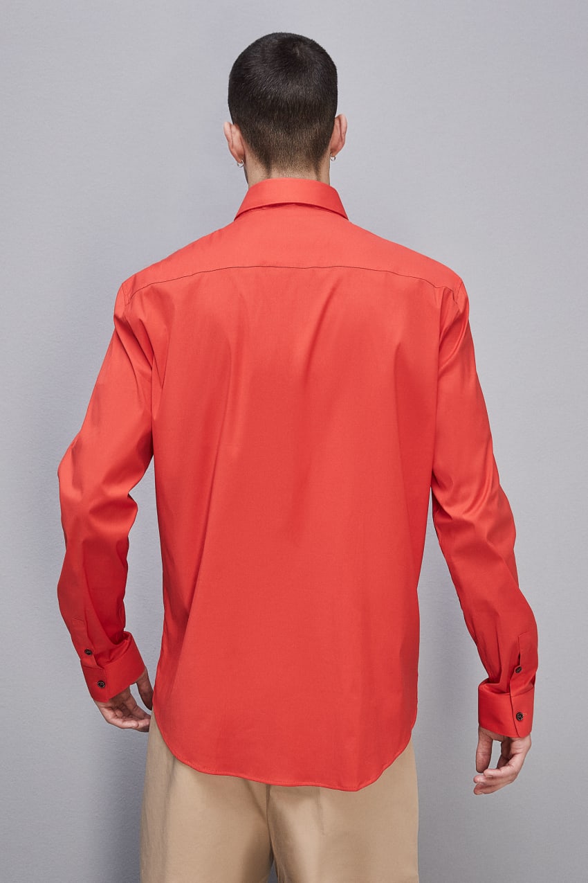 Patrizia Pepe Fitted Shirt Without Pleats In Viscose Twill Rot | WOREVY-356