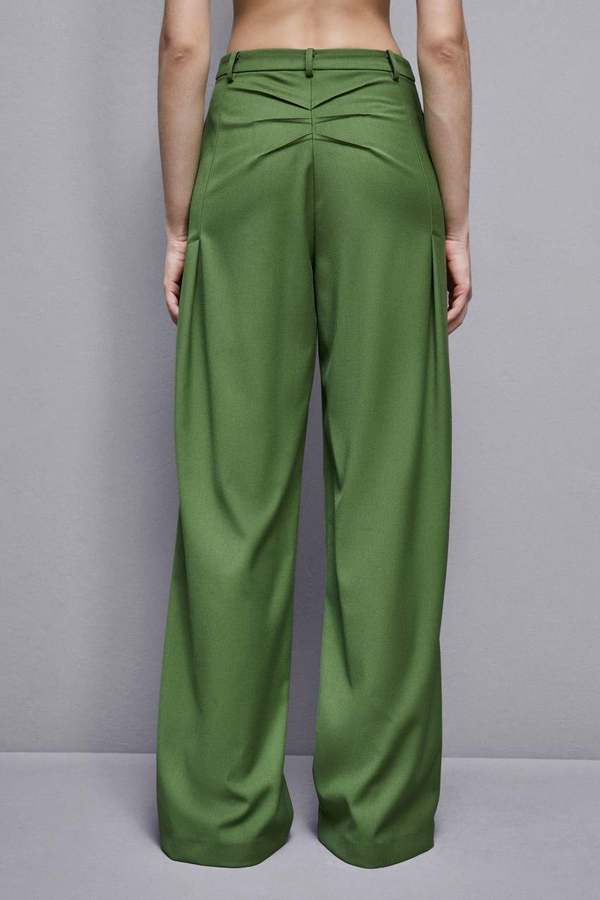 Patrizia Pepe Flannel Pants With Pleats Grün | QLHKMU-372