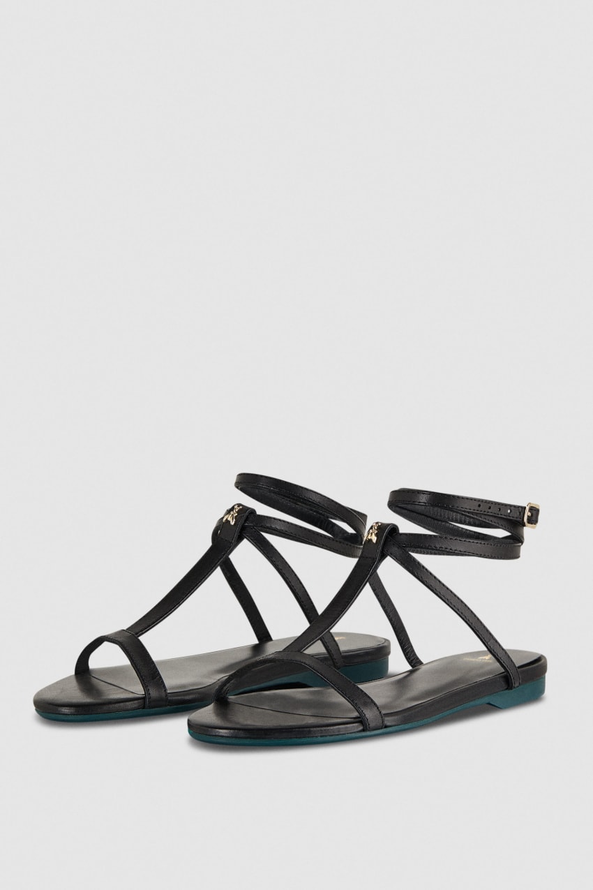 Patrizia Pepe Flat Sandals With Ankle Strap Schwarz | VWRCUD-637