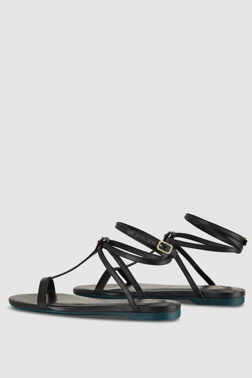 Patrizia Pepe Flat Sandals With Ankle Strap Schwarz | VWRCUD-637